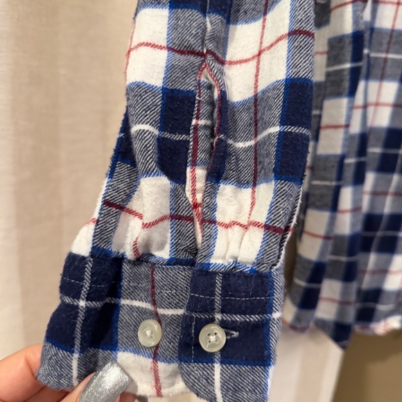 John Ashford Men's Long Sleeve Cotton Flannel Blue & White Plaid, Size Large - Picture 5 of 11